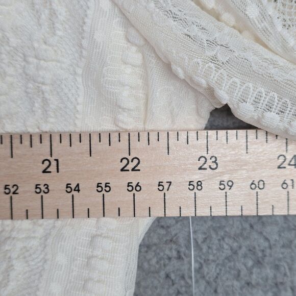 Arula Boho Lace Blouse 2X Cream NWT Scalloped Romantic Ruched Tie Sheer Sleeve - Picture 11 of 16